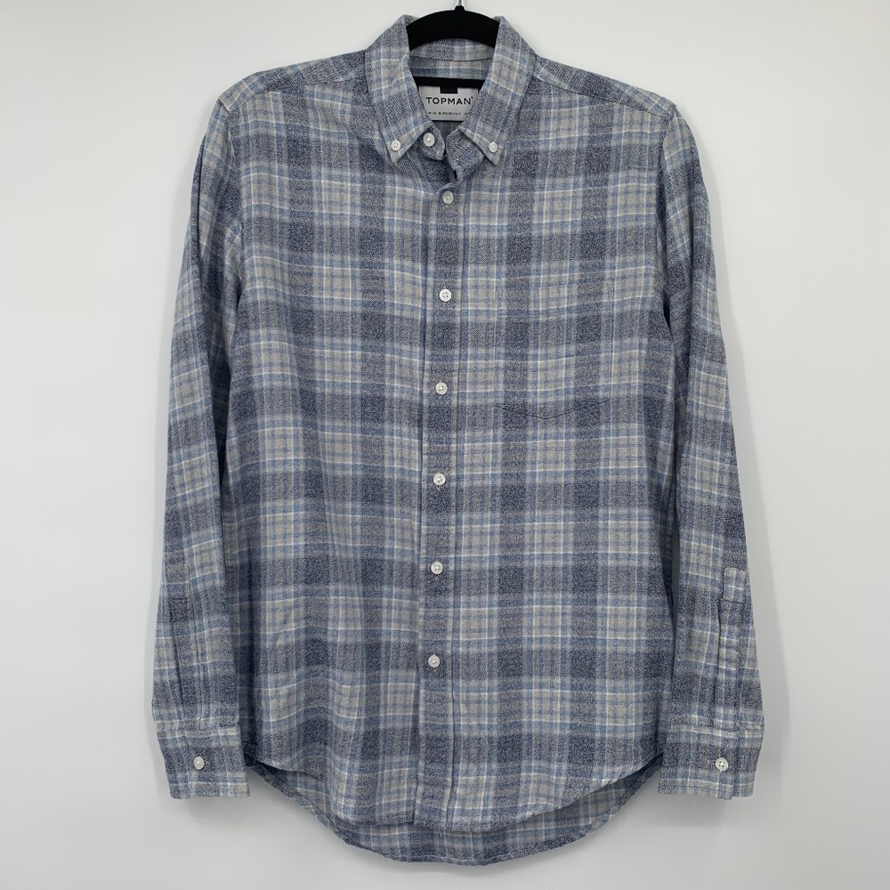 Topman Plaid Long Sleeve Button Down, Sz XS